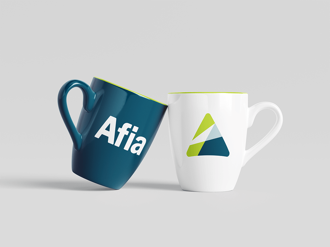 brand presentation mug design for financial wealth management company Afia by illustrator, artist and freelance graphic designer Rick Martin