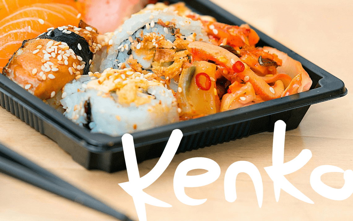 Custom brand motif for Japanese sushi restaurant in Cleveland Ohio Kenko teriyaki by freelance graphic designer Rick Martin