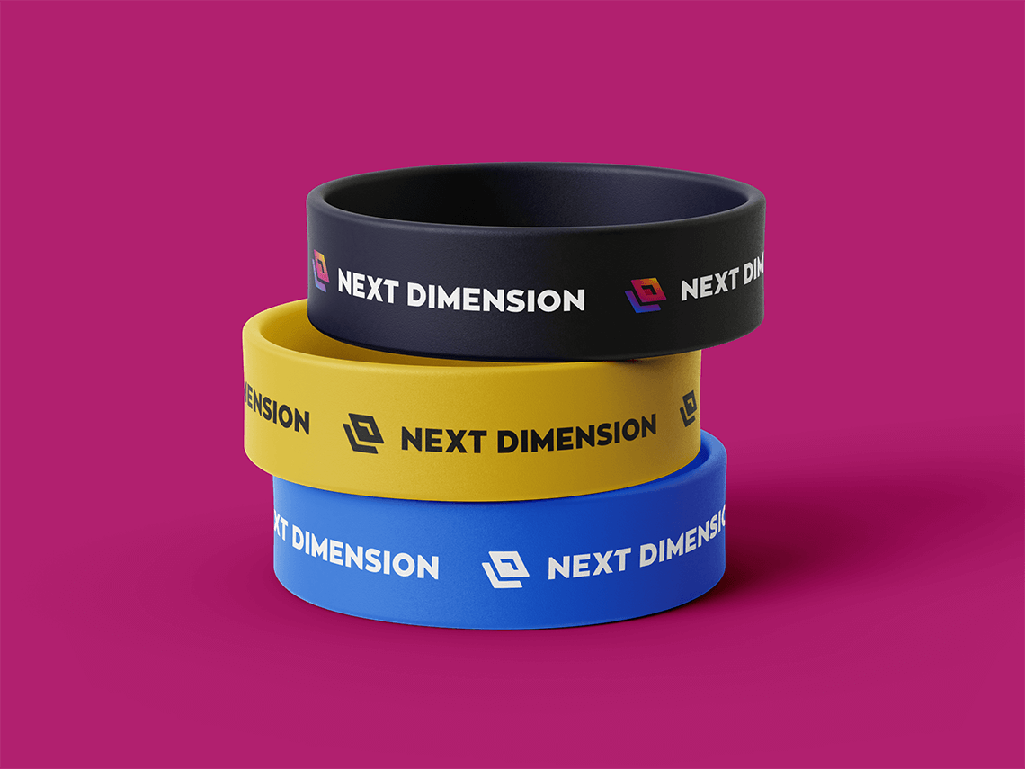 Brand event merch swag design for dynamic multimedia entertainment brand Next Dimension Studios by freelance graphic designer Rick Martin