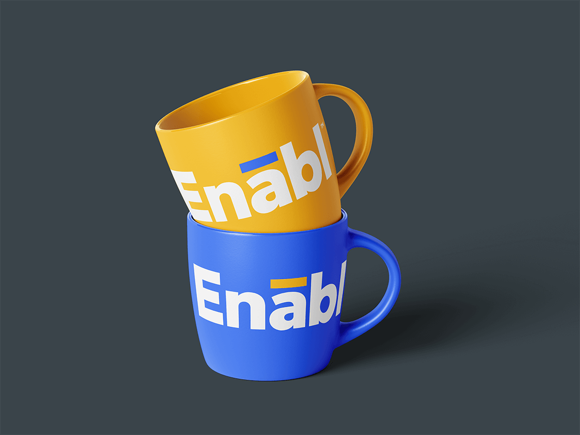 mug and drinkware merch design for creative design studio Enabl by graphic designer Rick Martin