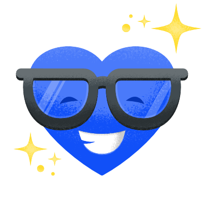 Custom brand illustration caring heart with glasses icon design for creative design studio Enabl by graphic designer Rick Martin