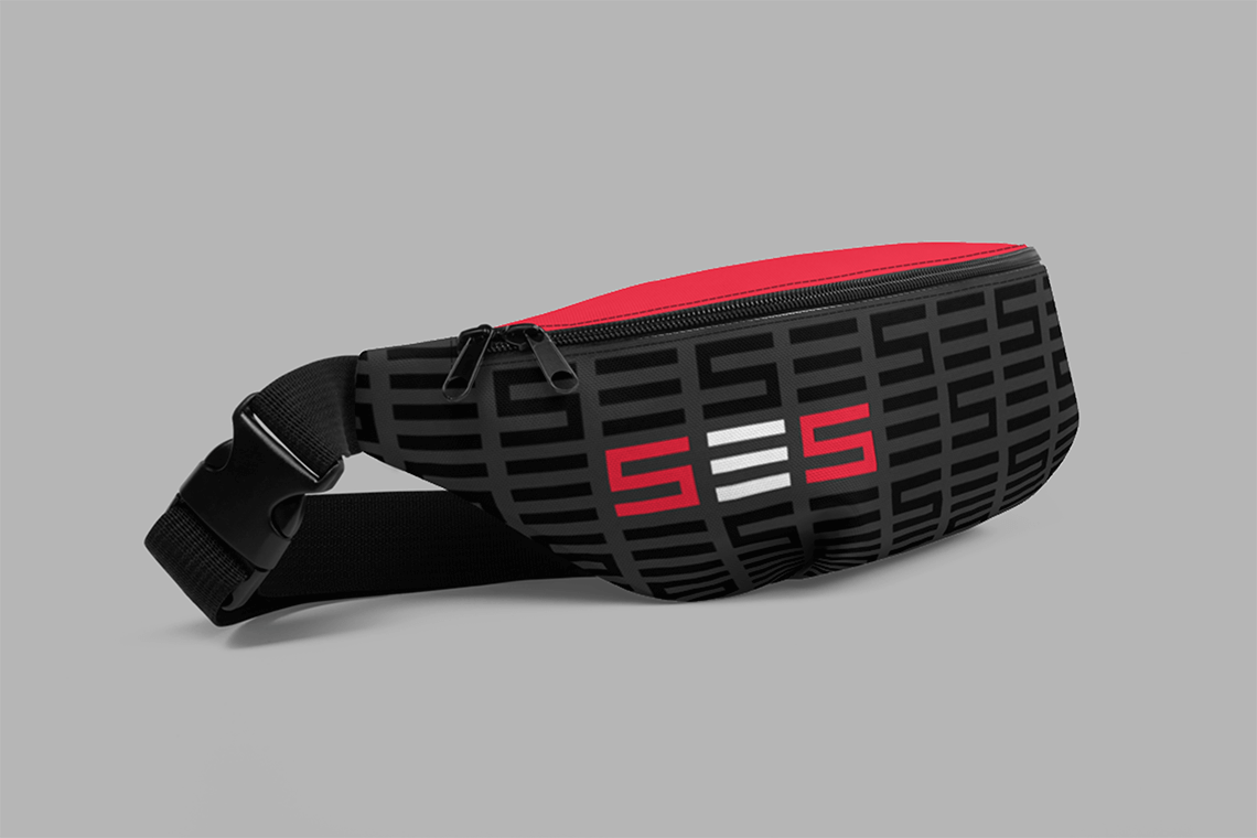 fannypack apparel design for premier athlete fitness and wellness personal trainer brand SES by freelance graphic designer Rick Martin