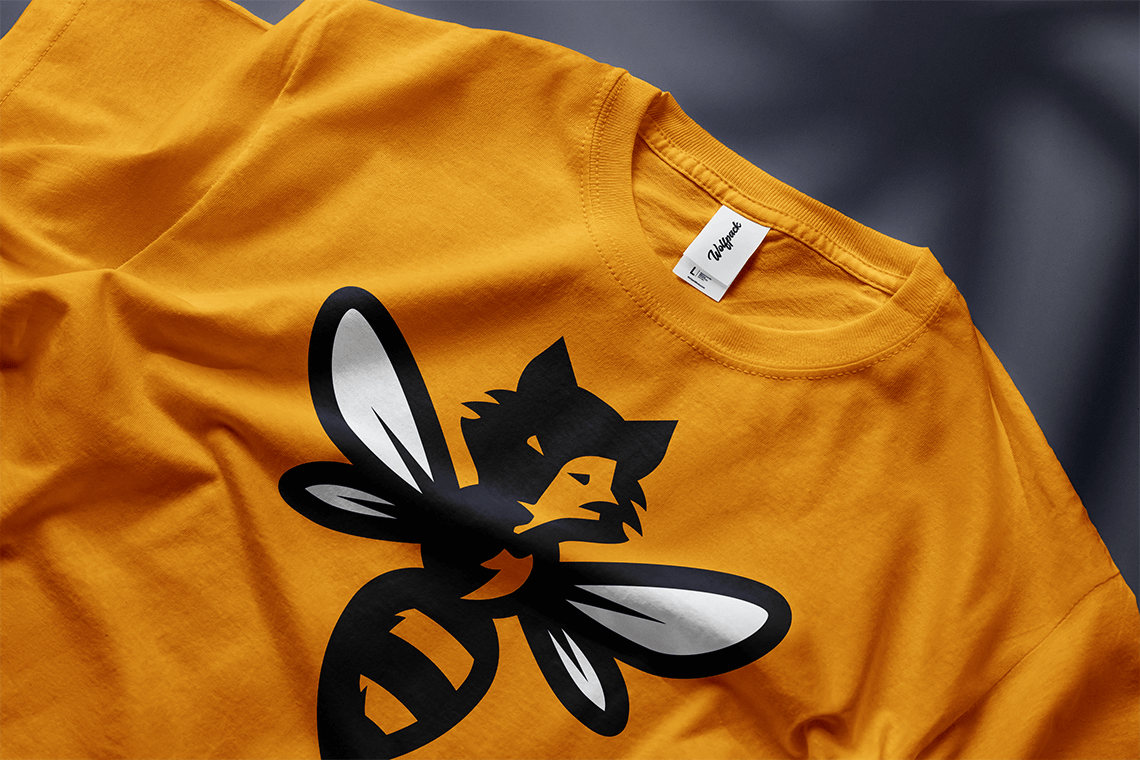 Apparel merch design for dynamic bold modern local Ohio honey company Wolfpack Honey by freelance graphic designer and illustrator Rick Martin