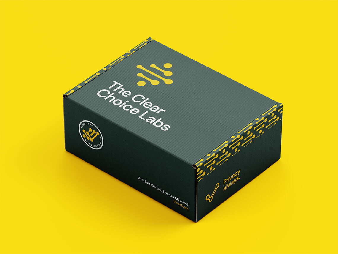 brand packaging box for all-natural dna testing lab and holistic life coaching company by freelance graphic designer Rick Martin