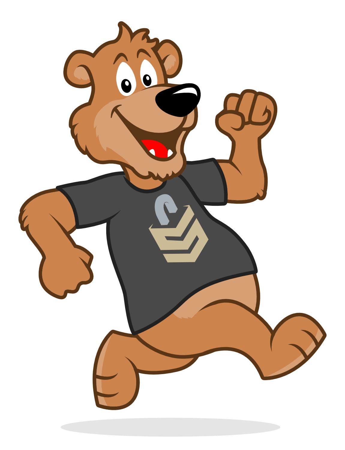 cartoon running bear mascot design by illustrator and designer Rick Martin