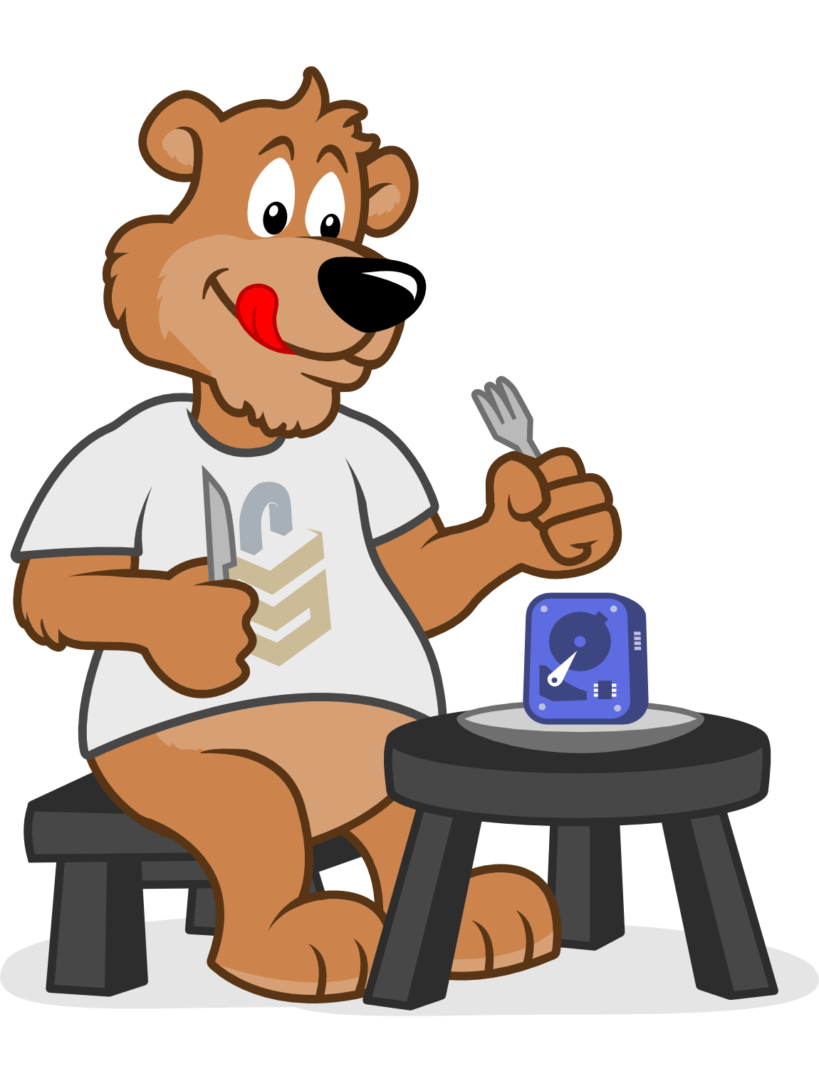 cartoon bear eating mascot design by illustrator and designer Rick Martin