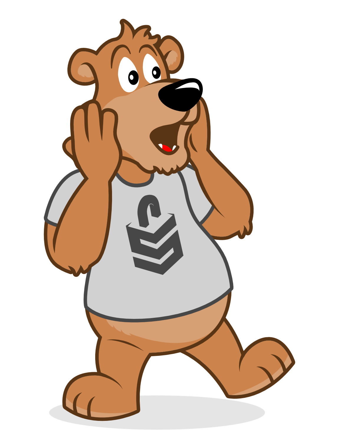 cartoon surprised bear mascot design by illustrator and designer Rick Martin