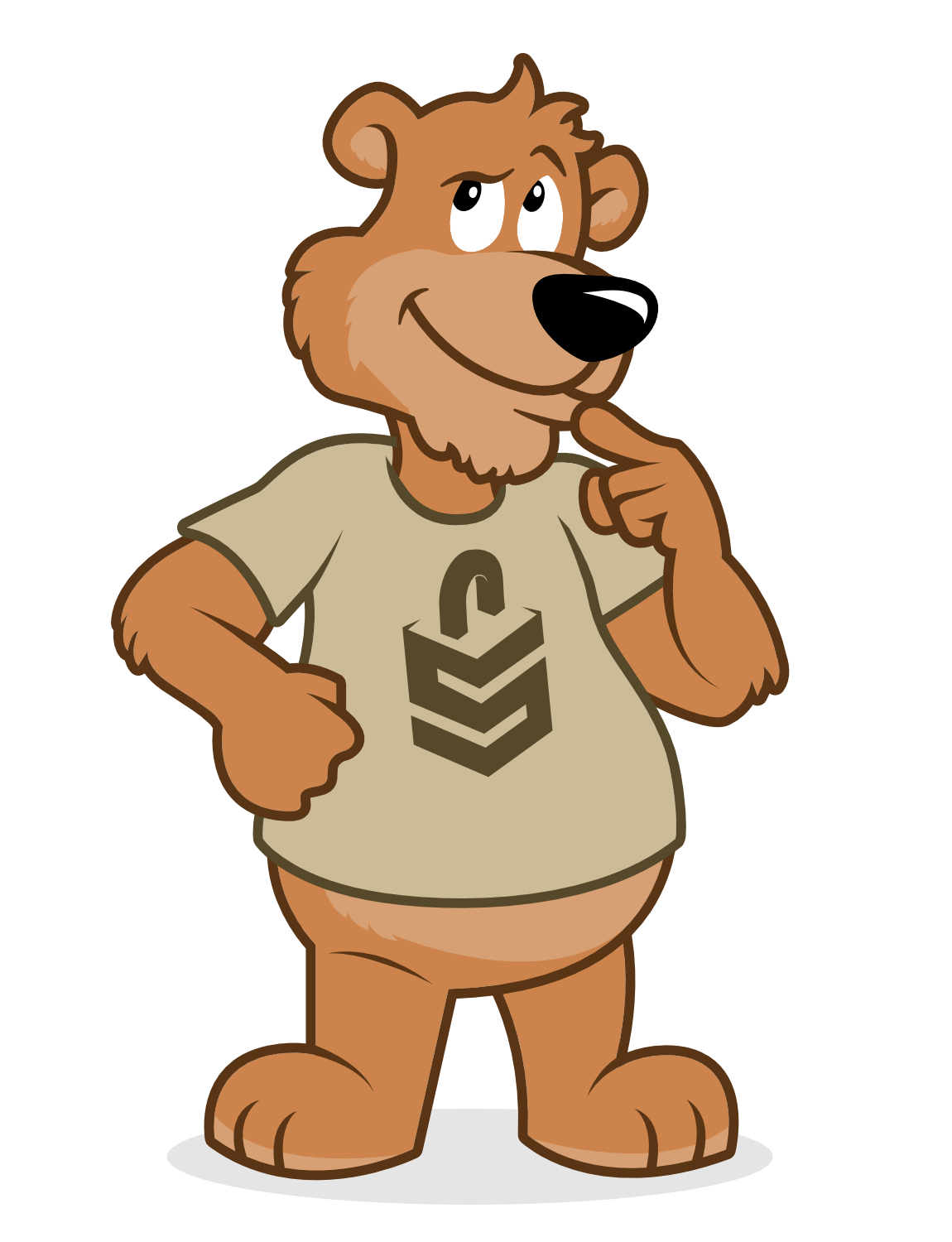 cartoon thinking bear mascot design by illustrator and designer Rick Martin