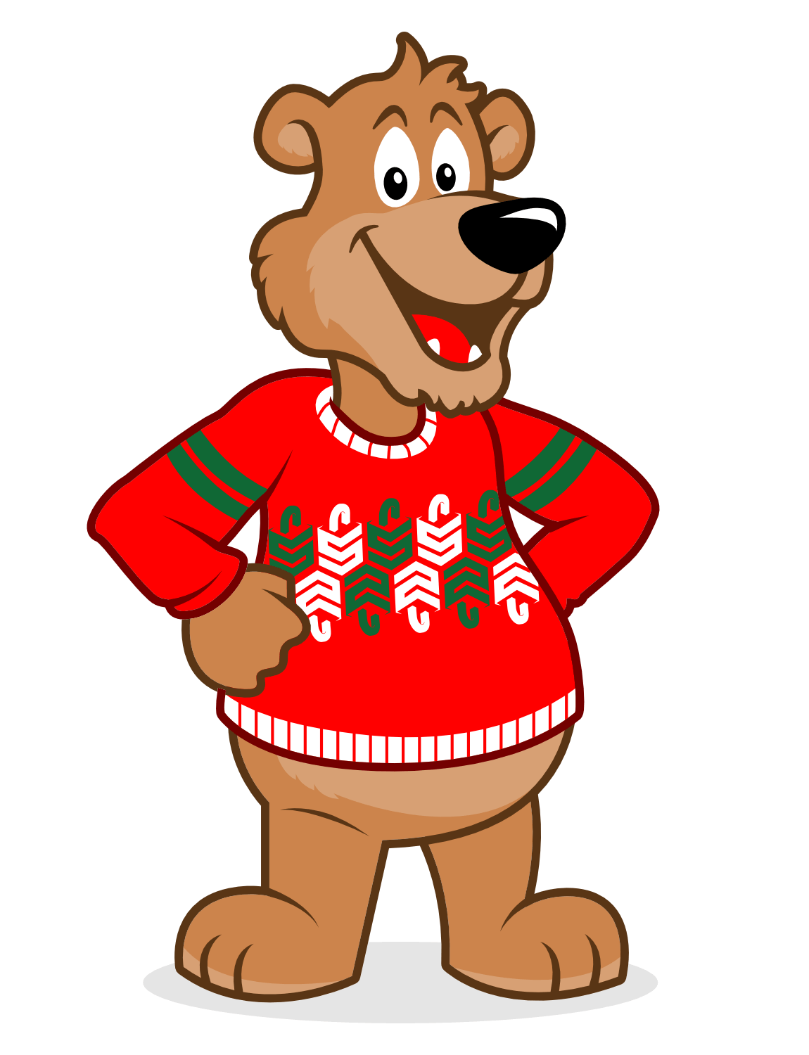 cartoon Christmas sweater bear mascot design by illustrator and designer Rick Martin